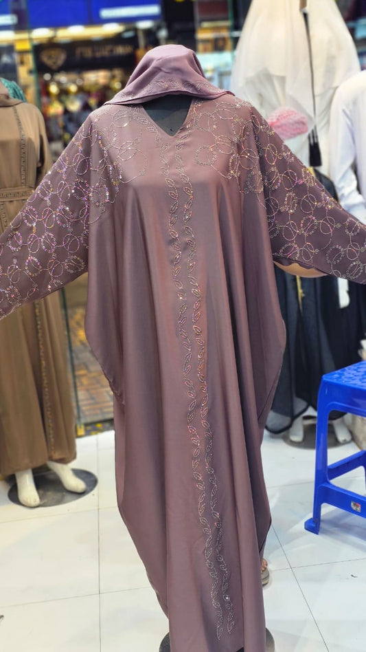 Abaya Prestige Pailletée – Marron Éclatant